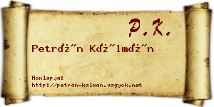 Petrán Kálmán névjegykártya